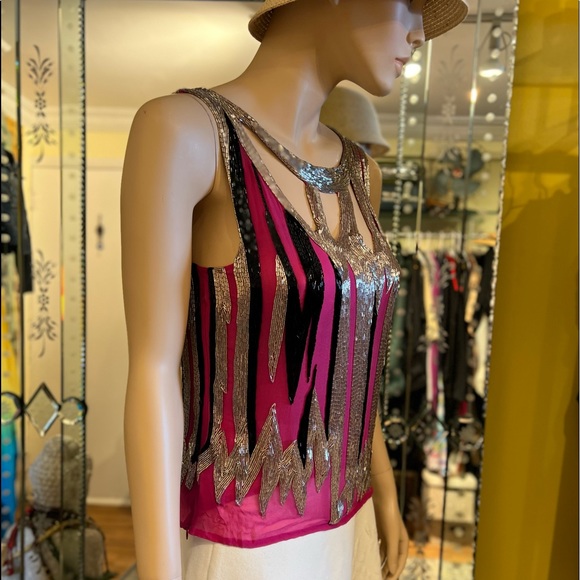 Barron Duquette  Top Size Small 100% silk zip closure amazing quality - Picture 6 of 16